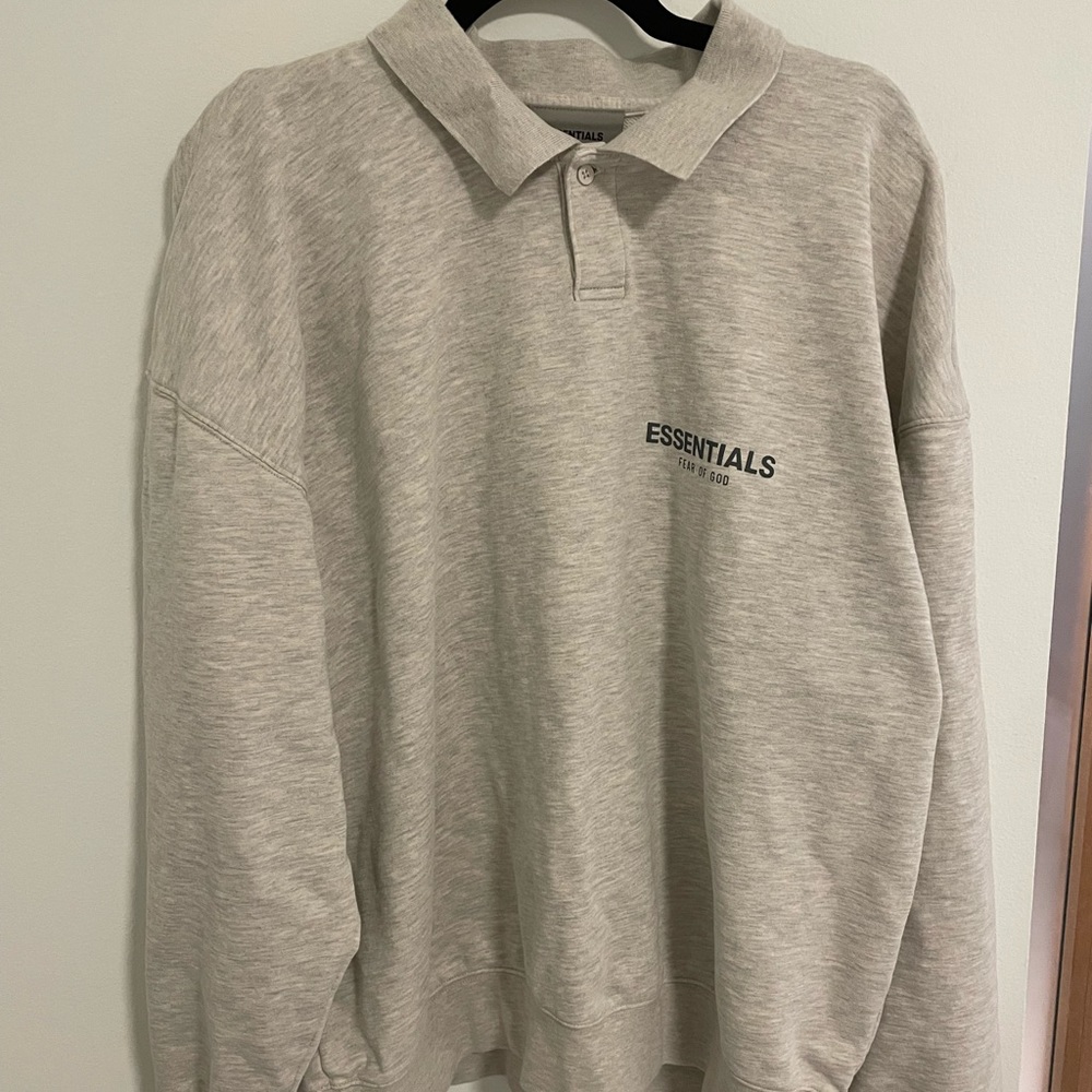NWT FOG Essentials Grey Long Sleeve Polo Shirt